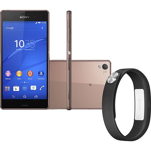 Smartphone Sony Xperia Z3 Desbloqueado Android 4.4 16GB 4G Wi-Fi Câmera 20.7MP - Cobre + Pulseira SmartBand