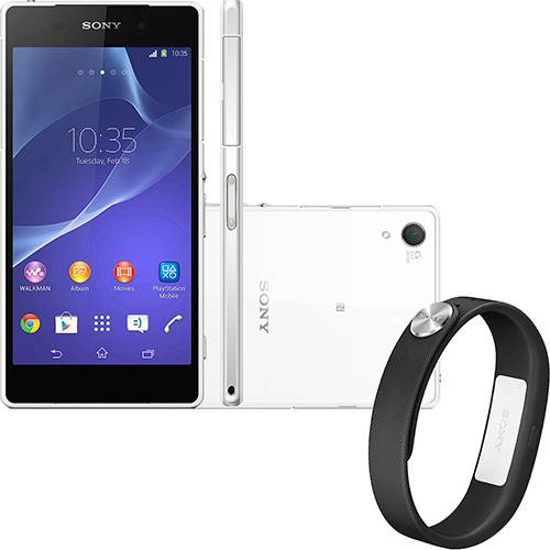 Smartphone Sony Xperia Z2 Desbloqueado Android 4.4 Tela 5.2" 16GB 4G 20.7MP Branco + Pulseira SmartBand