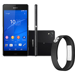 Smartphone Sony Xperia Z3 Desbloqueado Android 4.4 Tela 5.2" 16GB 4G Wi-Fi Câmera 20.7MP - Preto + Pulseira SmartBand