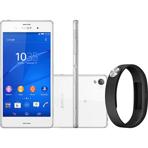 Smartphone Sony Xperia Z3 Desbloqueado Android 4.4 Tela 5.2" 16GB 4GWi-Fi Câmera 20.7MP - Branco + Pulseira SmartBand