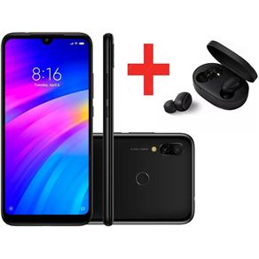 Smartphone Xiaomi Redmi 7 32GB Tela de 6.26 Cam. Dupla 12+2MP/8MP Sensor Digital + Fone de Ouvido Xiaomi Airdots Bluetooth Sem Fio- Preto