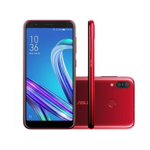 Smartphone Zenfone Asus Max M2 32GB Dual Chip Android Oreo Tela 5.5” Qualcomm Snapdragon Octa Core 4G Câmera Dupla 13MP+8MP - Vermelh