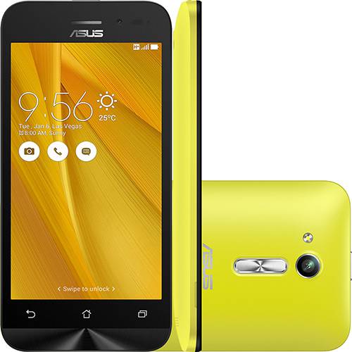 Tudo sobre 'Smartphone Zenfone Go Dual Chip Android 5.1 Tela 4,5'' 8GB 3G Câmera 5MP- Amarelo'