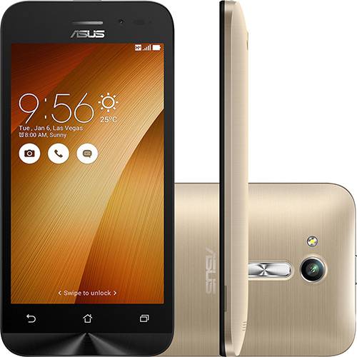 Smartphone Zenfone Go Dual Chip Android 5.1 Tela 4,5'' 8GB 3G Câmera 5MP- Gold