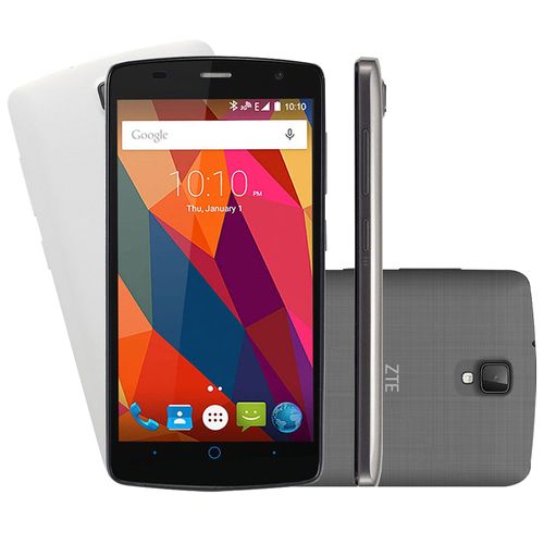 Smartphone ZTE L5 Shade Desbloqueado Tela 5" 8GB Câmera Frontal Dual Android 5.1 Preto Capa Branca