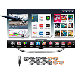 Smart TV 3D 55" LG 55LA8600 Full HD - 3 USB 4 HDMI 240Hz + 4 Óculos 3D + 2 Óculos Dual Play + Controle Magic Remote