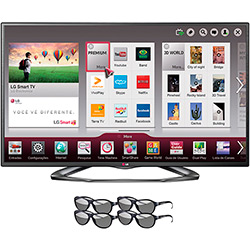 Smart TV 3D LED 42" LG 42LA6200 FULL HD 3 HDMI 3 USB Wi-fi 120Hz + 4 Óculos 3D