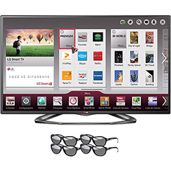Smart TV 3D LED 55" LG 55LA6200 FULL HD 3 HDMI 3 USB Wi-fi 120Hz + 4 Óculos 3D