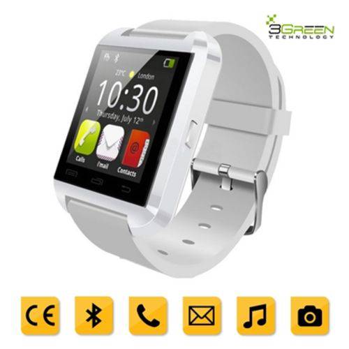 Tudo sobre 'Smartwatch 3green Bluetooth Android Touch com Pedometro e Contador de Calorias U8 Branco'