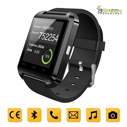 Smartwatch 3green Bluetooth Android Touchscreen Com Pedometro E Contador De Calorias U8 Preto