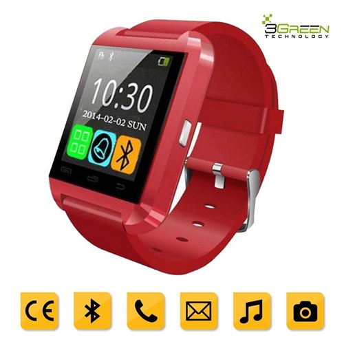 Smartwatch 3green Bluetooth Android Touchscreen Com Pedometro E Contador De Calorias U8 Vermelho