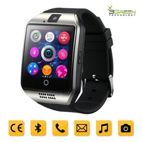 Smartwatch 3Green Chip Todas Operadoras Bluetooth Câmera Selfie Touch Android Q18 Preto e Prata