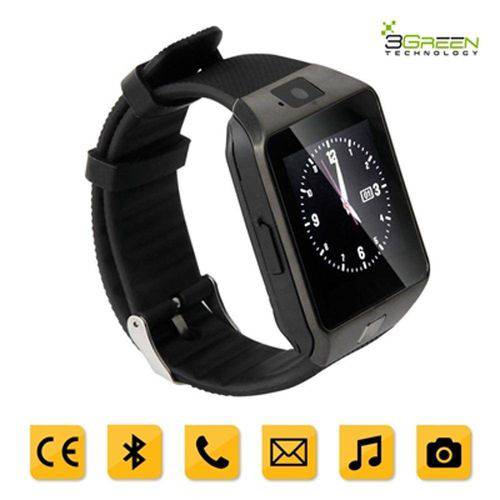 Smartwatch 3green Chip Todas Operadoras Bluetooth Camera Selfie Touchscreen Android Dz09 Preto