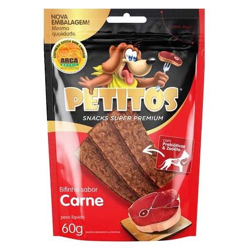 Snack Petitos para Cães Bifinho Sabor Carne-60 Gr