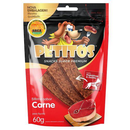 Snack Petitos para Cães Bifinho Sabor Carne 60gr