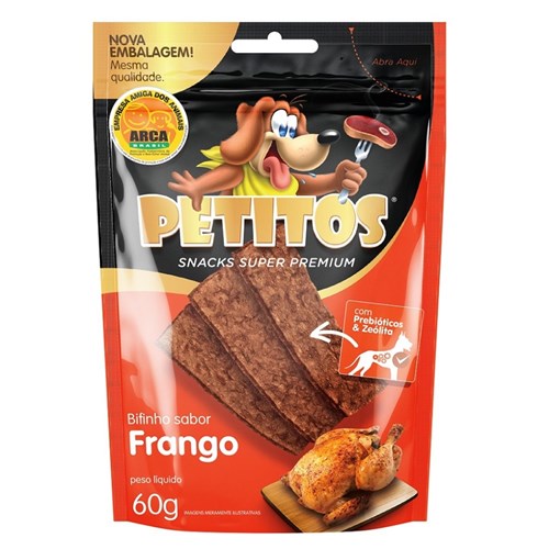 Snack Petitos para Cães Bifinho Sabor Frango 60Gr