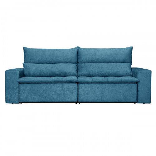 Sofá 4 Lugares Grecco com Pillow Retrátil e Reclinável Suede Amassado Azul - Rifletti