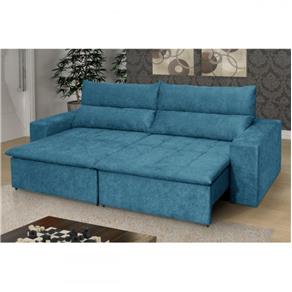 Sofá 4 Lugares Grecco com Pillow Retrátil e Reclinável Suede Amassado - Azul Turquesa