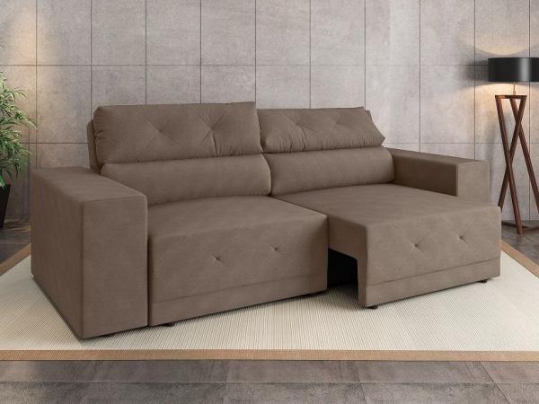 Sofá 4 Lugares Net Jack Assento Retrátil e Reclinável Bege 2,30m (L) - Netsofas