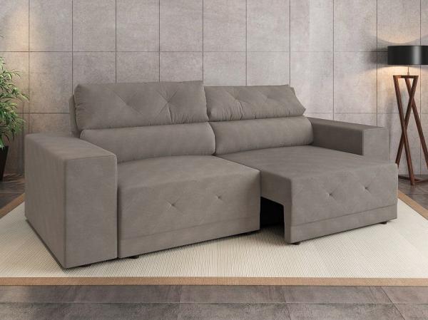 Sofá 4 Lugares Net Jack Assento Retrátil e Reclinável Cinza 2,30m (L) - Netsofas