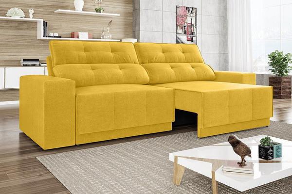 Sofá 4 Lugares Net Jaguar Assento Retrátil e Reclinável Canário 2,30m (L) - Netsofas