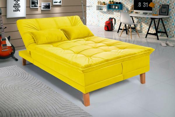 Sofá Cama Casal Berlim Amarelo - Shopdesign
