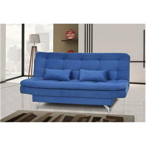 Sofá Cama Salomé 3 Lugares 1,85M Encosto Retrátil Espuma D26 e Pés de Alumino - Suede Amassado Azul