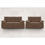 Sofa Cosmos Conjunto 3 e 2 Lugares Velosuede Bege