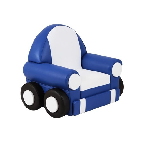 Sofá Infantil Car Baby C/Rodízio Azul/Branco - Stay Puff