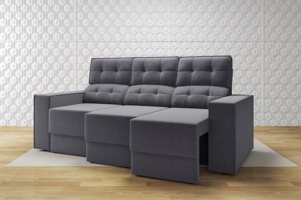 Sofá 3 Lugares Net Bob Assento Retrátil e Reclinável Grafite 2,05m (L) - Netsofas