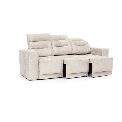 Sofa 3 Lugares Net Infinity Assento Retratil e Reclinavel Suede Cru 2,07M (L) - Netsofas