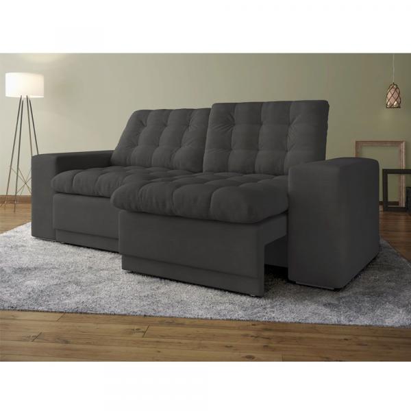 Sofá 3 Lugares Net Titan Assento Retrátil e Reclinável Cinza Escuro 2,00m (L) - Netsofas