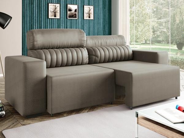 Sofá Retrátil e Reclinável 4 Lugares - Revestimento Suede Elite Style Linoforte