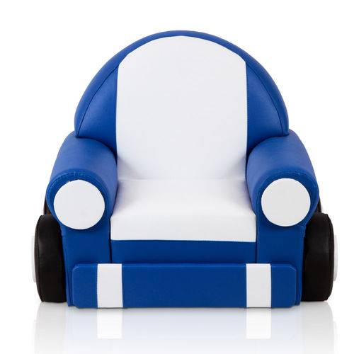 Sofazinho Carro Infantil com Rodízios - Azul/ Branco