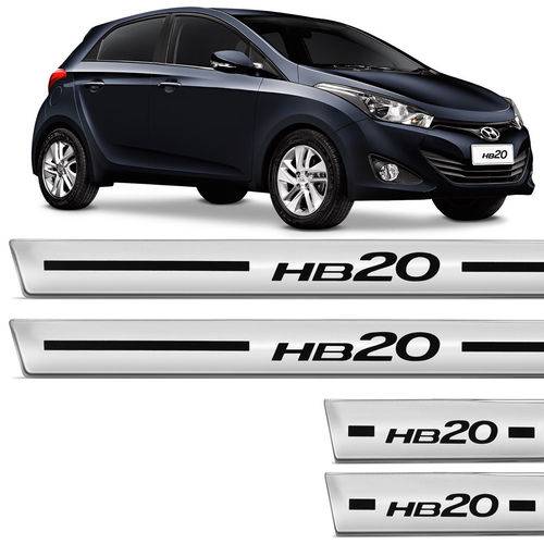 Soleira Protetora Adesiva Resinada Hyundai Hb20 2012 a 2018 4 Peças com Grafia Fácil Aplicação