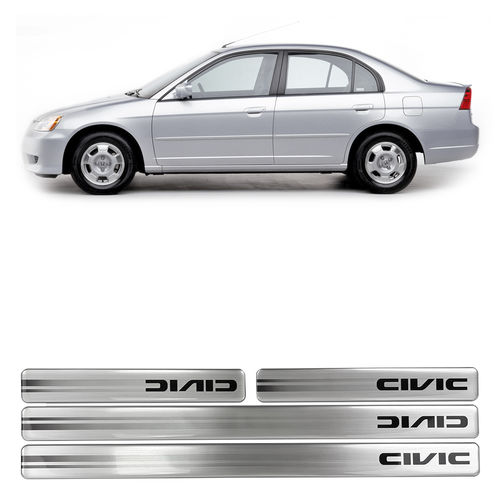 Soleira Resinada de Porta Aço Escovado Honda Civic 2001 a 2006