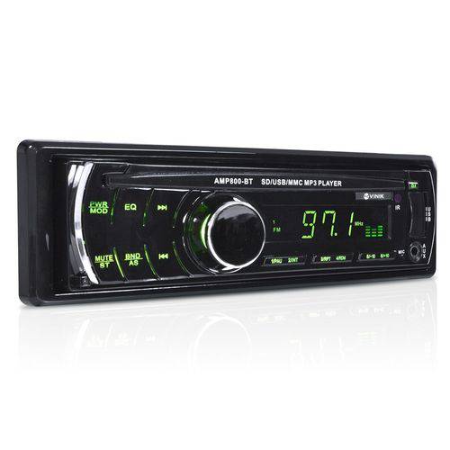 Som Automotivo Auto Rádio Mp3 Player USB/Sd/Fm/Aux/Bluetooth 4x45w com Controle Remoto Amp800-Bt