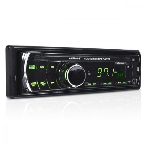 Som Automotivo Auto Rádio Mp3 Player Usb/Sd/Fm/Aux/Bluetooth 4X45w com Controle Remoto Amp800-Bt