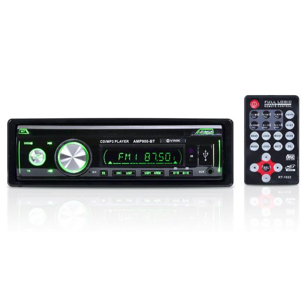 Som Automotivo Auto Radio MP3 Player USB/SD/FM/AUX/BLUETOOTH 4X45W com Controle Remoto AMP900-BT - Vinik
