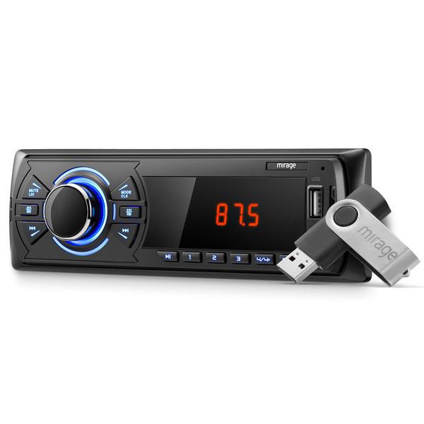 Som Automotivo Mirage MP3 Player C/ Rádio FM, Entrada USB, SD e P2 Auxiliar + Pendrive 4GB - Multilaser