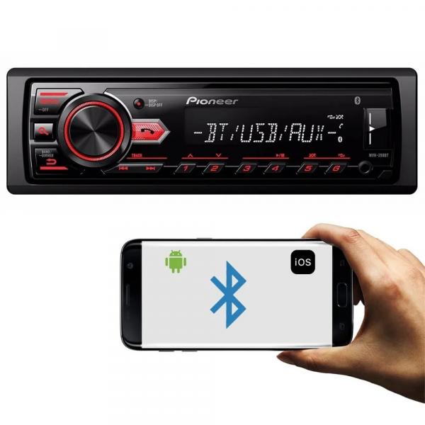 Som Automotivo Pioneer Bluetooth USB 1 Din - MVH-298BT