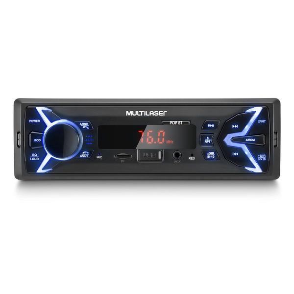Som Automotivo Pop 1 Din Bluetooth MP3 4x25WRMS Rádio FM + Entrada Cartão SD + USB + AUX Multilaser - P3336