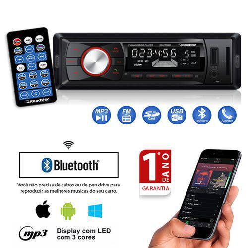 Tudo sobre 'Som Automotivo Rádio AM FM MP3 Bluetooth SD Carregador + Controle Remoto RS-II709BR'