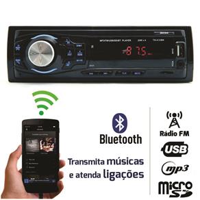 Som Automotivo Rádio Fm Mp3 Bluetooth Usb Micro-Sd
