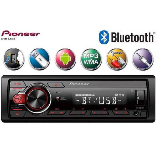 Tudo sobre 'Som Automotivo Radio Mp3 para Carro Pioneer Mvh-s218bt Bluetooth USB Aux'
