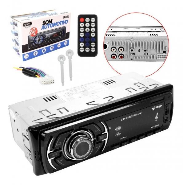 Som Carro Radio Automotivo Bluetooth Mp3 Player Usb Sd Mp3 Aux Controle Remoto Kp-C28bh - Knup