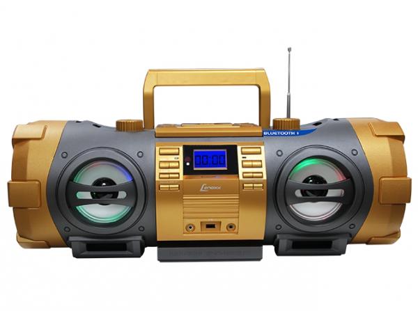 Som Portátil Boombox FM Estéreo, CD, MP3, USB, Auxiliar e Bluetooth Lenoxx