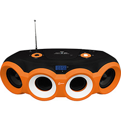 Som Portátil Lenoxx BD1440 CD Player Rádio FM Entrada Auxiliar e Bluetooth - Preto e Laranja