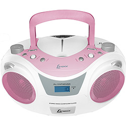 Som Portátil Lenoxx BD1250 CD Player Rádio FM Entrada USB e MP3 - Branco e Rosa
