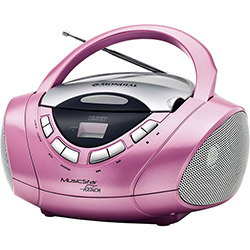 Som Portátil Mondial BX04 com CD/MP3 Player, Rádio AM/FM, Entrada AUX/USB - Rosa
